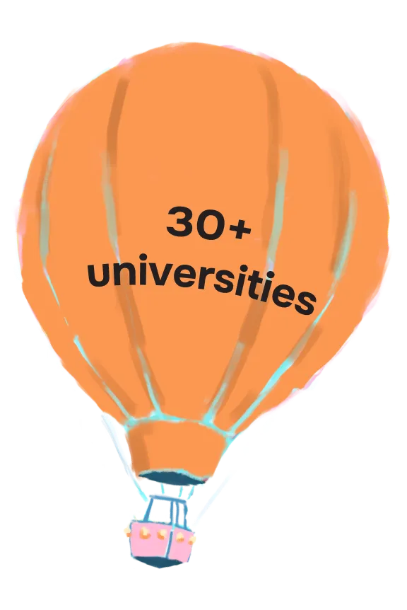 orange balloon: 30+ universities